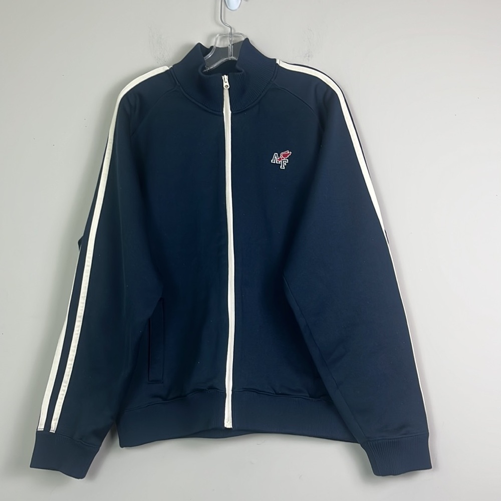 Abercrombie & Fitch Jacket Men Extra Large Navy Blue Zipper Closure Cotton Blend - Picture 2 of 6